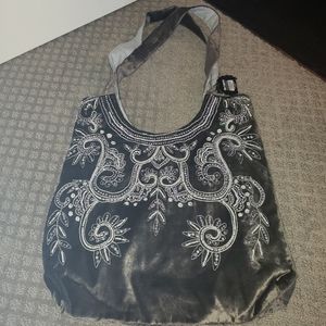 Pier 1 Gray beaded bag NWT